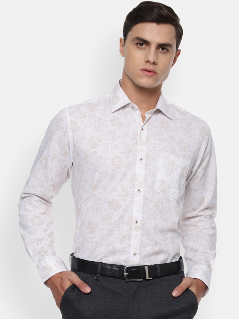 

Van Heusen Men White & Beige Regular Fit Printed Formal Shirt