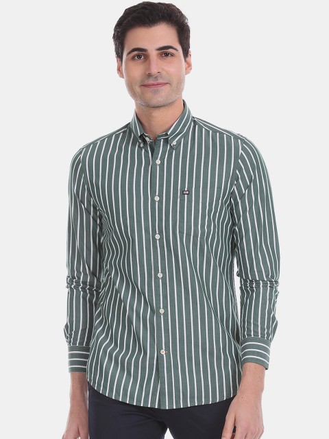 

Arrow Sport Men Green & White Regular Fit Striped Casual Shirt