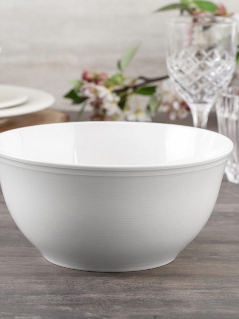 

Pure Home and Living Cream-Coloured Solid Ceramic Rhythm Serving Bowl