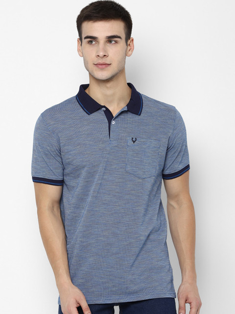 

Allen Solly Men Blue Self Design Polo Collar T-shirt