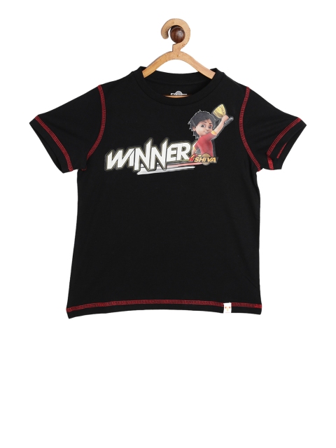 

toothless Boys Black Shiva Printed Round Neck T-shirt