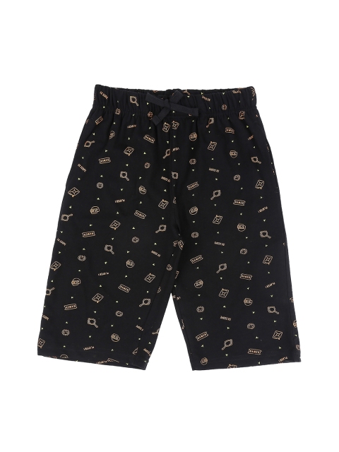 

Pantaloons Junior Boys Black & Orange Printed Regular Shorts