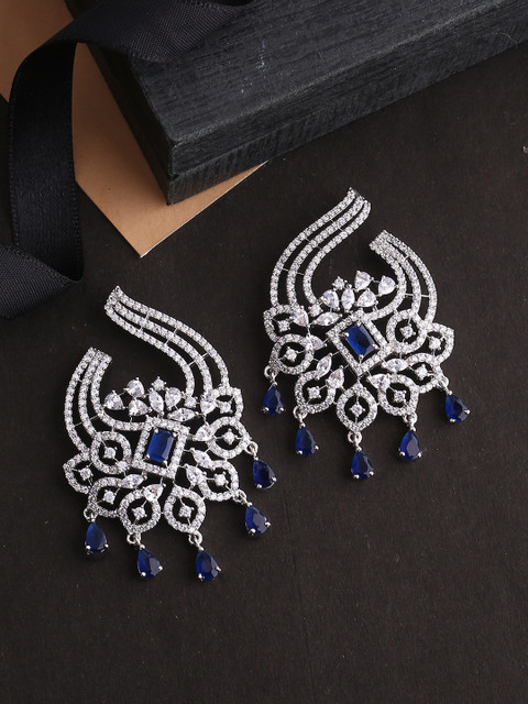 

Voylla White Silver Plated Handcrafted Drop Earrings