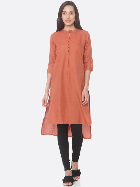 

RAISIN Women Rust Brown Solid Straight Kurta