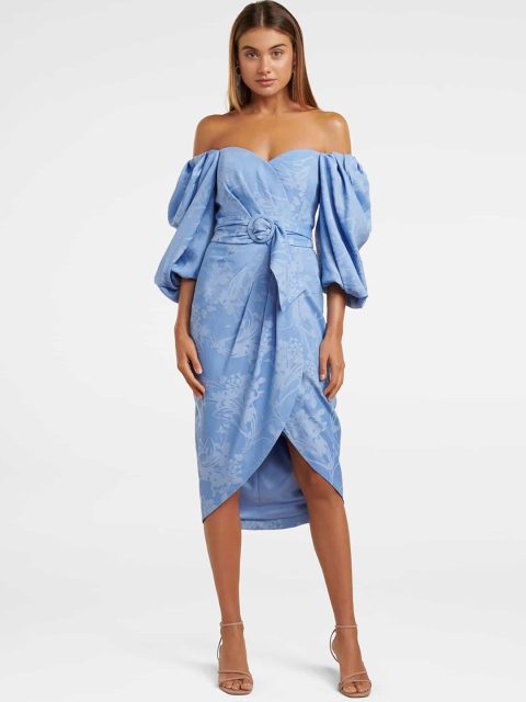 

Forever New Women Blue Printed Wrap Dress