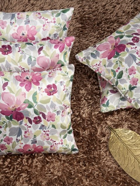 

HOUZZCODE Multicoloured Set of 5 Floral Square Cushion Covers, Multi