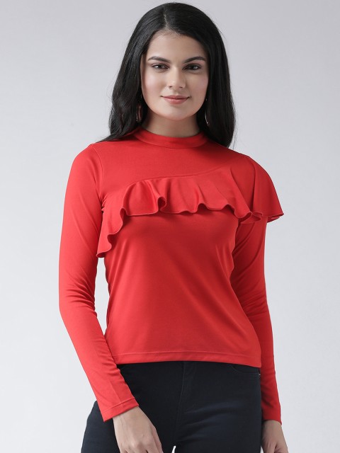 

Texco Women Red Solid Tiered Top