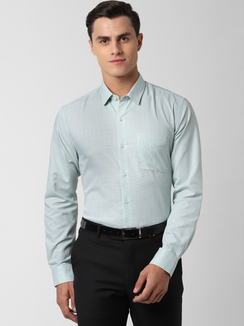 

Peter England Men Sea Green Regular Fit Checked Formal Shirt