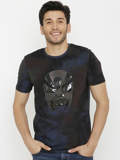 

Rex Straut Jeans Men Navy Blue Dyed Slim Fit Round Neck T-shirt