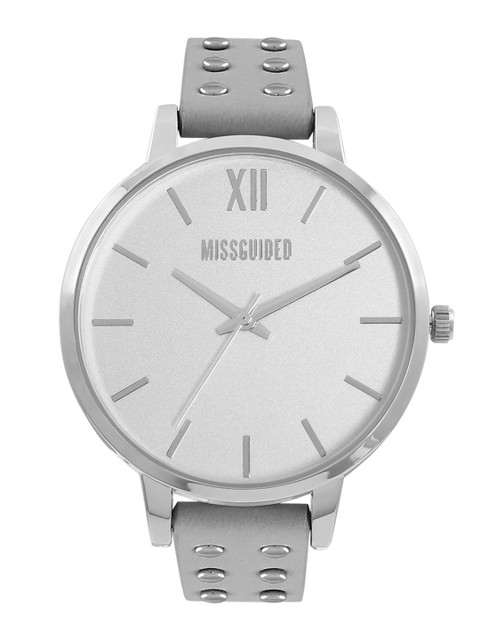 

Missguided Women Silver-Toned Leather Analogue Watch MG043E