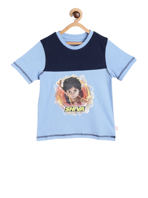 

Shiva Boys Blue Printed Round Neck T-shirt
