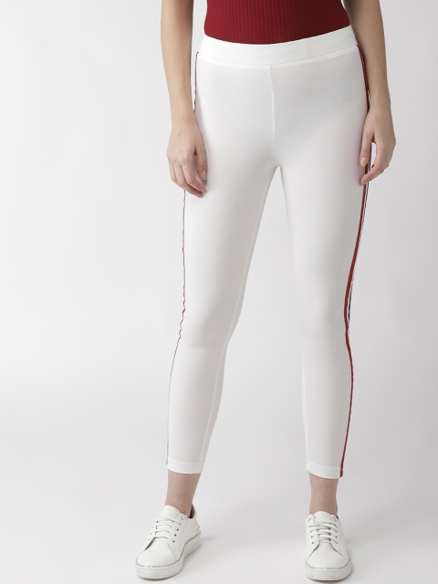 

plusS Women White Solid Treggings