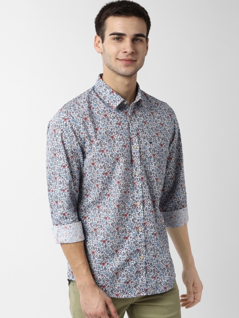 

Peter England Casuals Men Blue & White Slim Fit Printed Casual Shirt