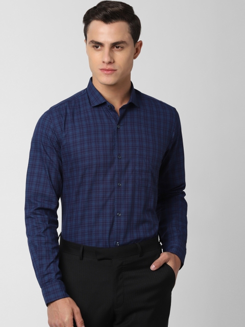 

Peter England Men Navy Blue Regular Fit Checked Formal Shirt