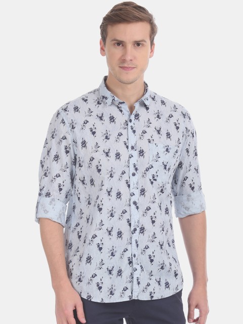 

Cherokee Men Blue Manhattan Regular Fit Printed Casual Shirt
