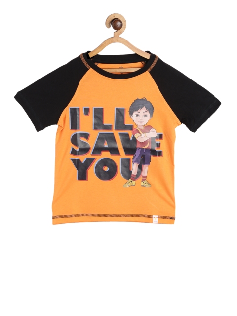 

toothless Boys Orange Shiva Printed Round Neck T-shirt