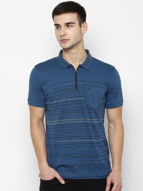 

Allen Solly Men Blue & Black Striped Polo Collar T-shirt
