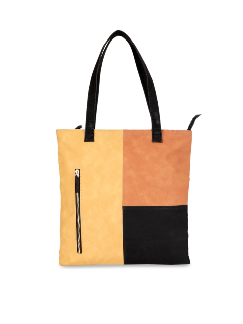 

FUKURO Tan Brown Colourblocked Suede Shoulder Bag