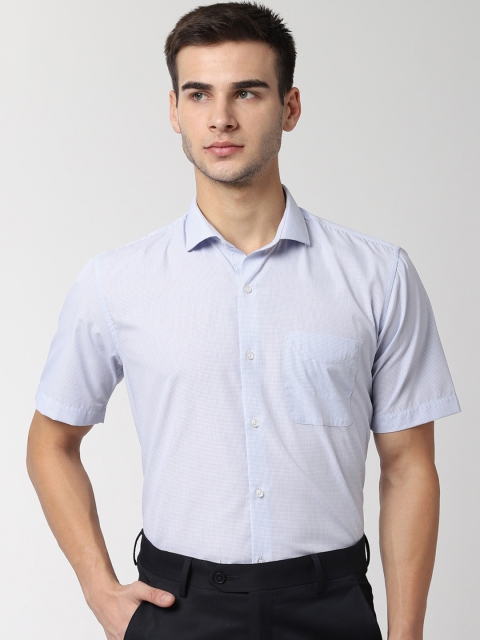 

Peter England Men Blue Regular Fit Checked Formal Shirt