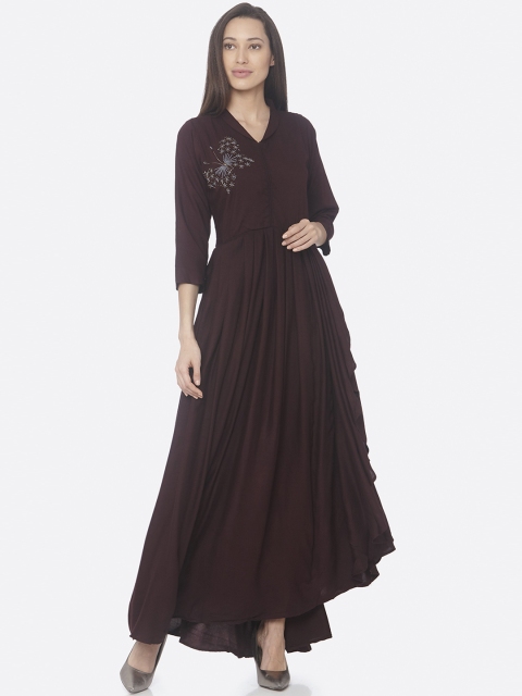 

RAISIN Women Maroon Embellished Maxi Dress