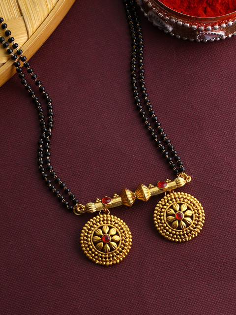 

Voylla Gold-Plated & Black Beaded Dhuni Bottu Mangalsutra