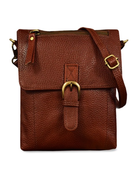 

ABYS Brown Solid Leather Messenger Bag