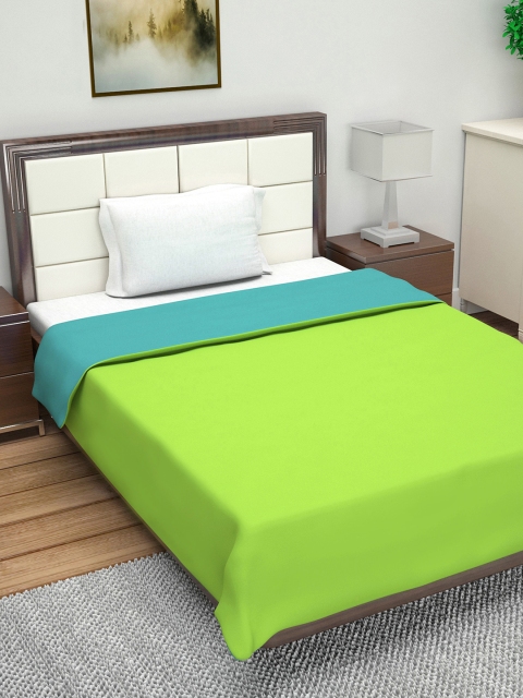 

Divine Casa Lime Green & Sea Green Solid AC Room 110 GSM Single Bed Dohar