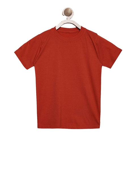 

FirstClap Kids Rust Red Solid Round Neck T-shirt