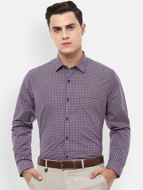 

Van Heusen Men Navy Blue & White Regular Fit Checked Formal Shirt