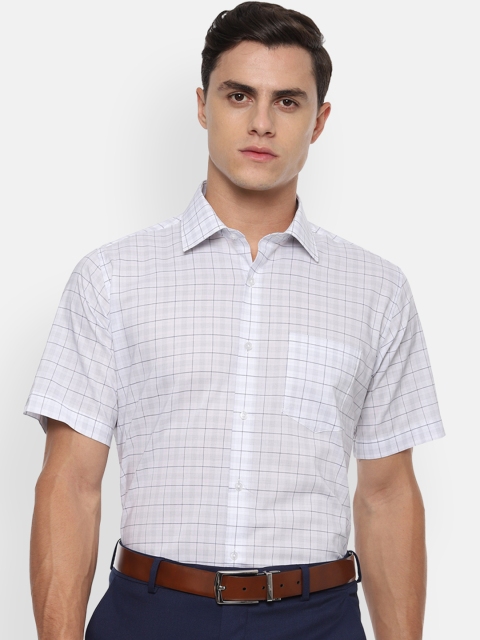 

Van Heusen Men White & Grey Regular Fit Checked Formal Shirt