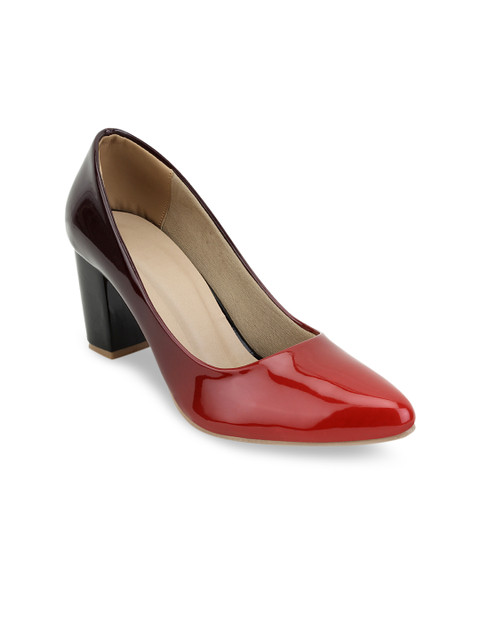 

SCENTRA Women Red & Black Colourblocked Block Heels