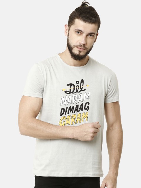 

ELEGANCE Men Grey Printed Round Neck T-shirt
