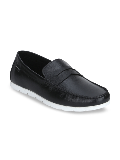 

Red Tape Men Black Solid Leather Penny Loafers