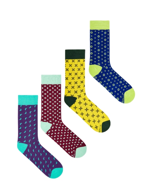 

Dynamocks Unisex Pack Of 4 Patterned CRUISE ELITE POP & VIBE Calf-Length Socks, Multi