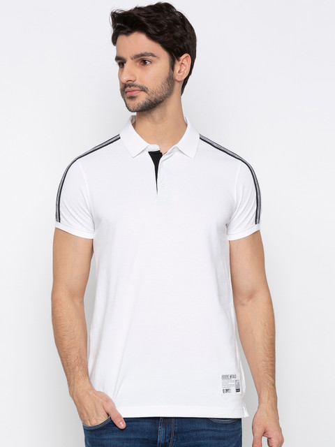 

SPYKAR Men White Solid Polo Collar T-shirt