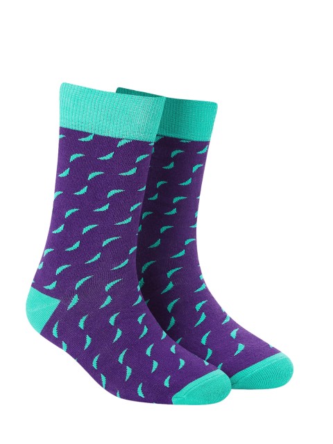 

Dynamocks Unisex Purple & Green Patterned CRUISE Calf Length Socks