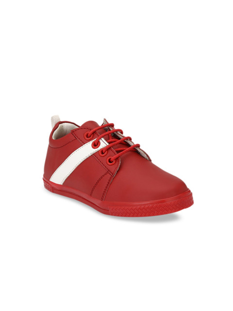 

TUSKEY Boys Red & White Colourblocked Sneakers