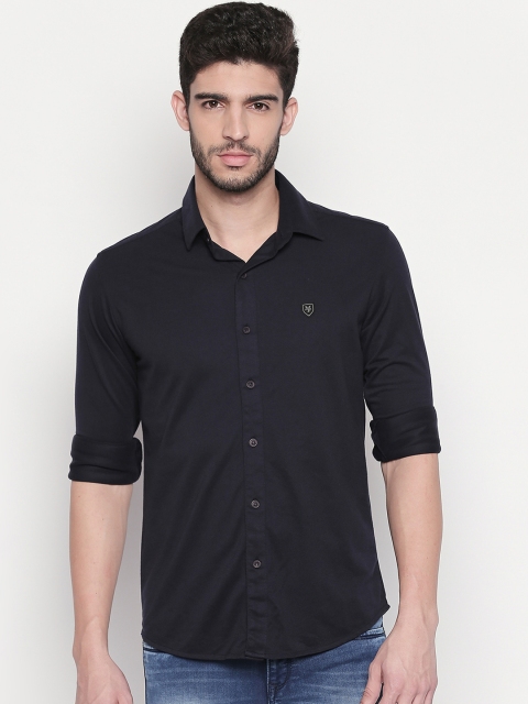 

Mufti Men Navy Blue Slim Fit Solid Casual Shirt