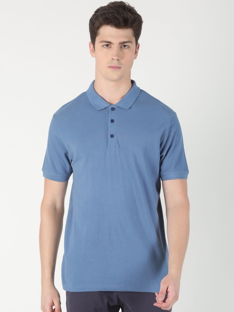 

Blue Saint Men Blue Solid Polo Collar T-shirt
