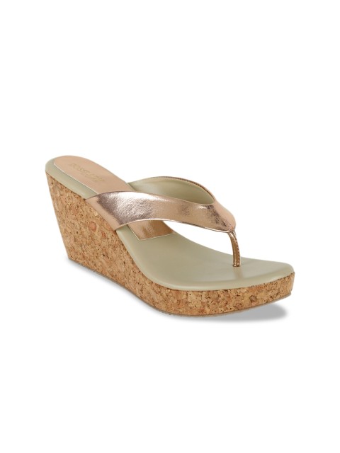 

SCENTRA Women Gold-Toned Solid Sandals