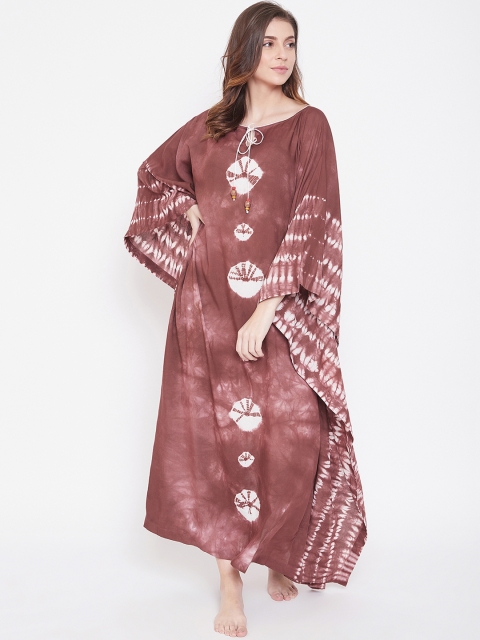 

The Kaftan Company Brown Printed Nightdress