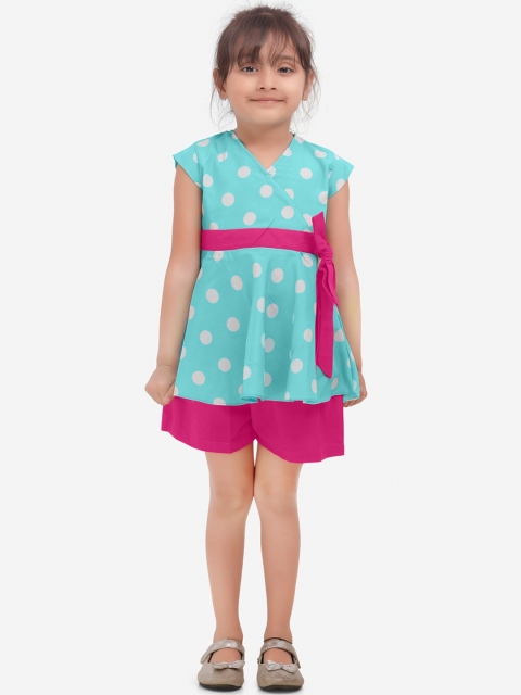 

LilPicks Girls Blue & Red Printed Top with Shorts