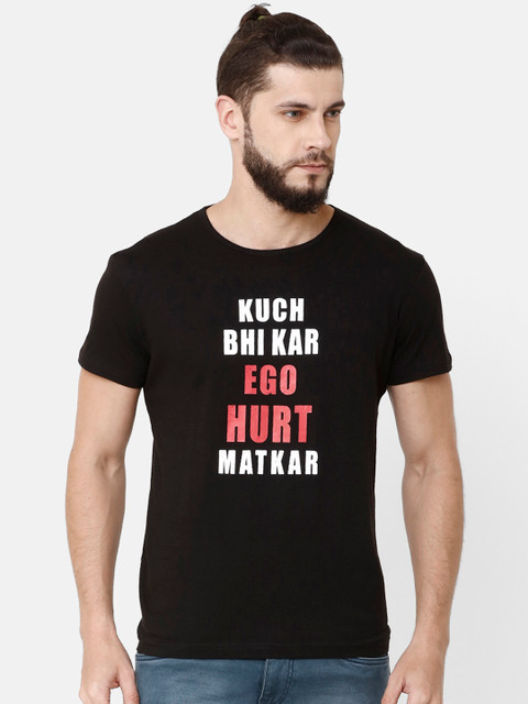 

ELEGANCE Men Black Printed Round Neck T-shirt