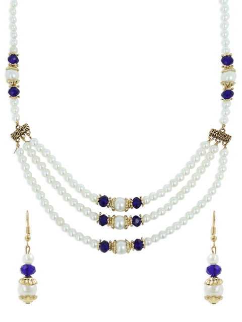 

AKSHARA Girls White & Blue Beaded Handcrafted Jewellery Set