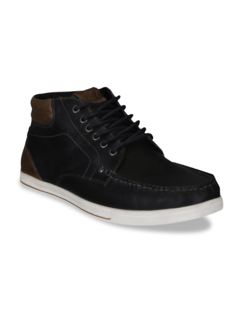 

Red Tape Men Navy Blue Solid Leather Mid-Top Sneakers