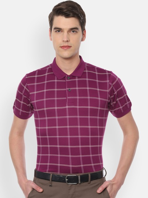 

Van Heusen Men Purple Checked Polo Collar Pure Cotton T-shirt