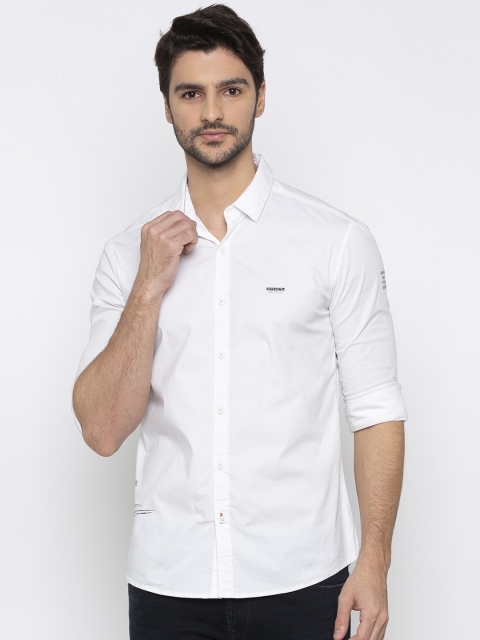 

SPYKAR Men White Slim Fit Solid Casual Shirt