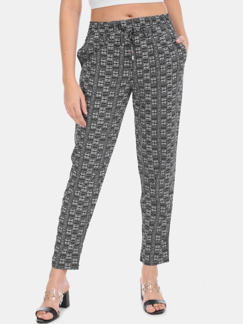 

Cherokee Women Black & White Regular Fit Printed Peg Trousers