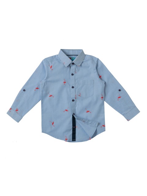 

Kid Studio Boys Blue Comfort Regular Fit Printed Casual Shirt