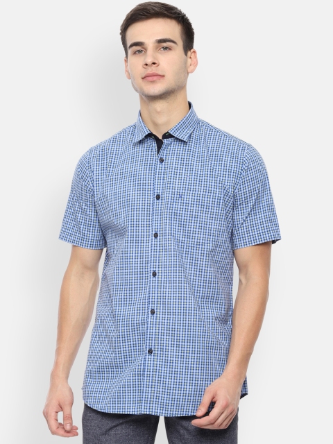 

Van Heusen Sport Men Blue & Off-White Slim Fit Checked Casual Shirt
